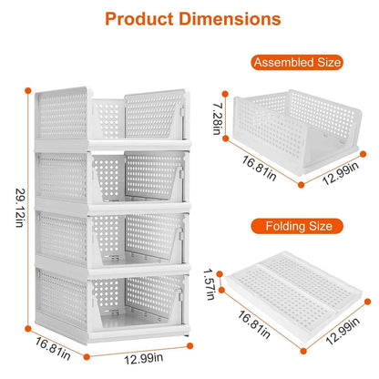 4 Packs Plastic Storage Box With Slide Rail Stackable  For Living Room Bedroom Wardrobe Fedex Shipping - EZEEGET
