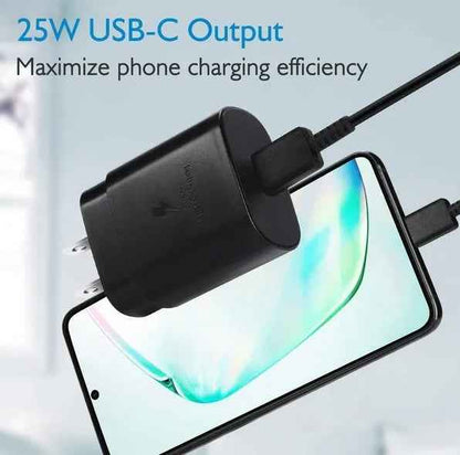 25W Type USB C Super Fast Wall Charger 6FT Cable For Galaxy S20 S21 S22 - EZEEGET