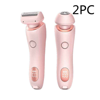 2 In 1 Hair Removal Epilator USB Rechargeable Trimmer Women Body Razor Face Leg Armpit Bikini Hand Pubic Shaver Hair Remover - EZEEGET