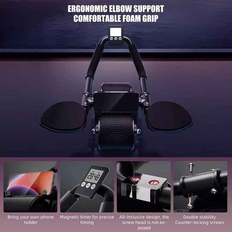 Abdominal Wheel Automatic Rebound Elbow Support Anti-Slip Fitness AB Roller - EZEEGET