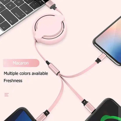 Three-in-One Mobile Phone Charger for Easy Multi-device Charging and Interface Switching - EZEEGET