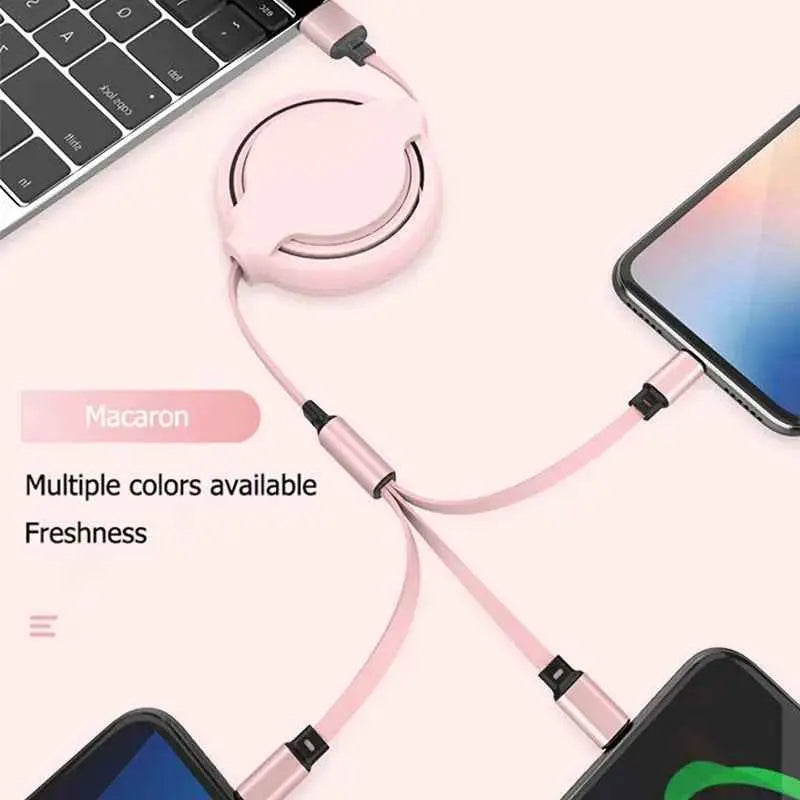 Three-in-One Mobile Phone Charger for Easy Multi-device Charging and Interface Switching - EZEEGET
