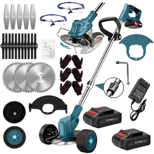 21V Electric Weed Eater With Wheels,Cordless Battery Weed Wacker With Charger, 2Batteries,3 In 1 Brush Cutter String Trimmer Grass Trimmer Lawn Mower,Edger For Garden And Yard Lawn,dealsforyoudays - EZeeget online shop 