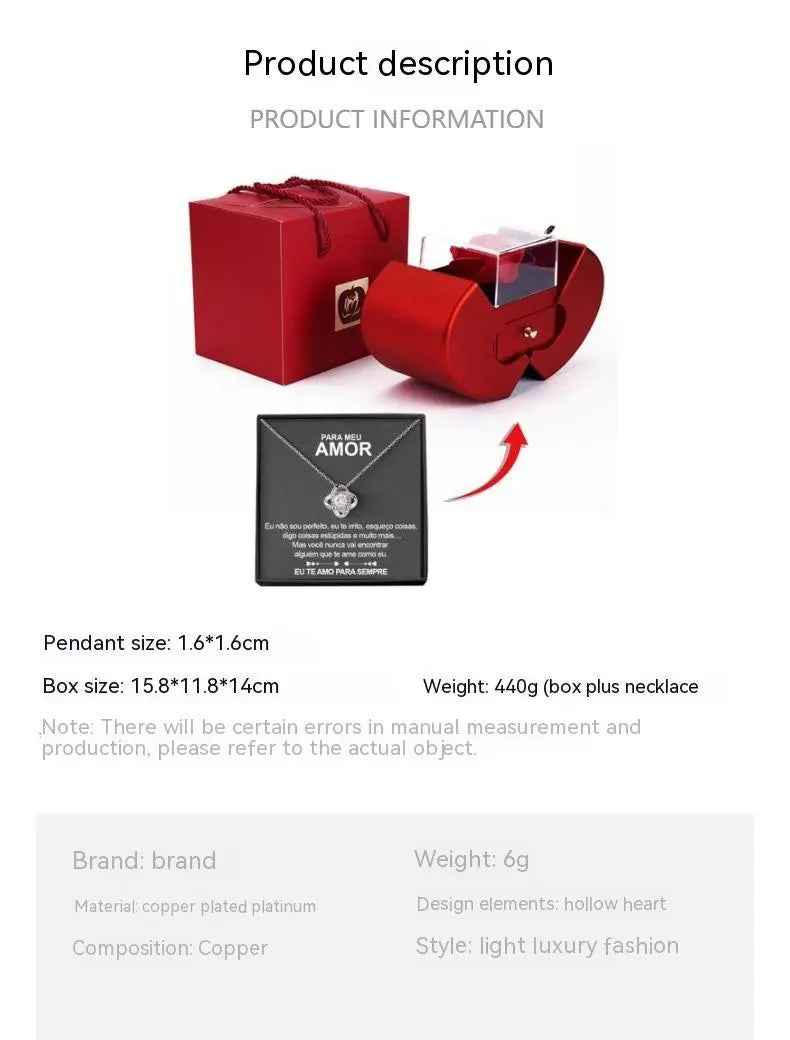 Fashion Jewelry Box Red Apple Jewelry Box with Eternal Rose - Perfect Christmas, Mother's Day, and Valentine's Day Gift for Girls - EZEEGET